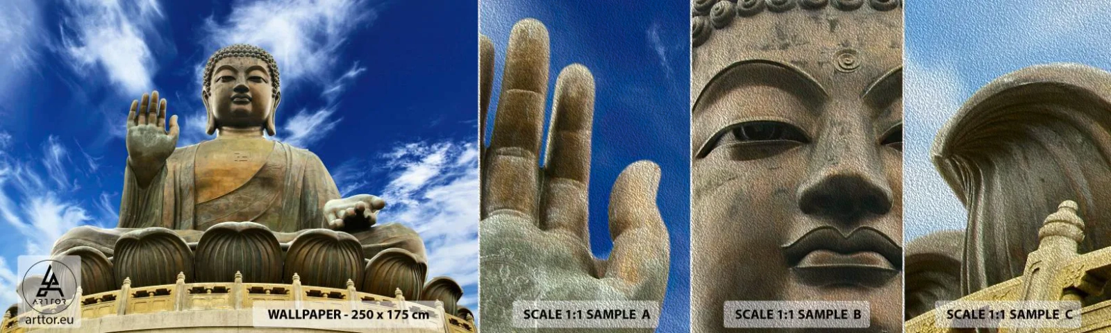 Fototapeten Muster Premium Sand - Leben ohne Angst - Buddha, Religion, Asien - 100x30 cm