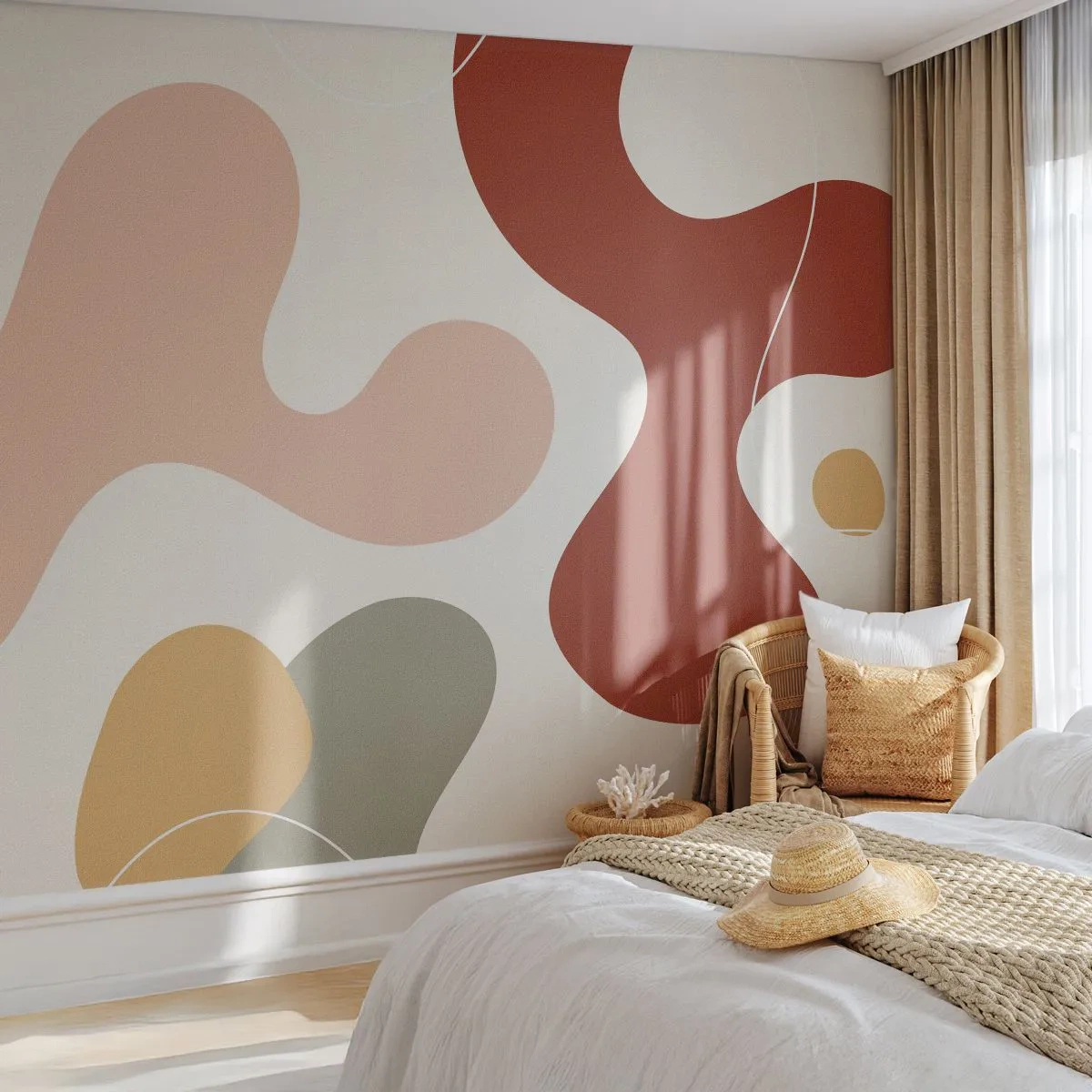 Fototapete Standard Eco - Abstrakte organische Formen in warmen Farben - 100x70cm - Kringel oder Schnörkel? - Moderne Wanddekoration für Wohnzimmer und Schlafzimmer ARTTOR