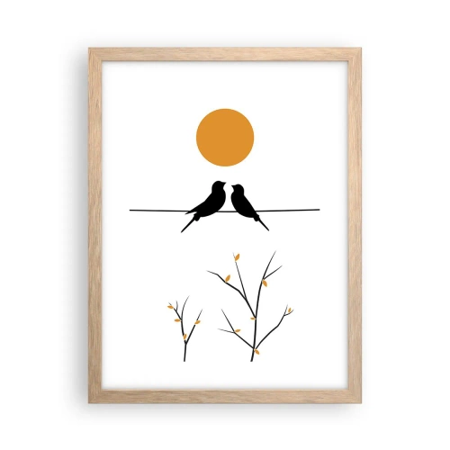 Poster in einem Rahmen aus heller Eiche - Abend der Nachtigallen - 30x40 cm