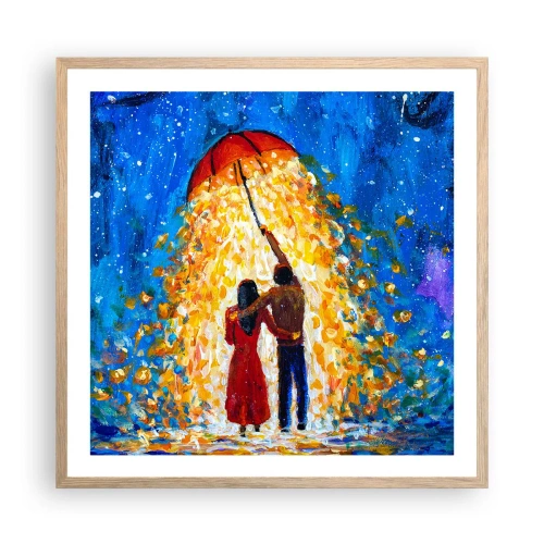 Poster in einem Rahmen aus heller Eiche - Zauber eines Regenabends? - 60x60 cm
