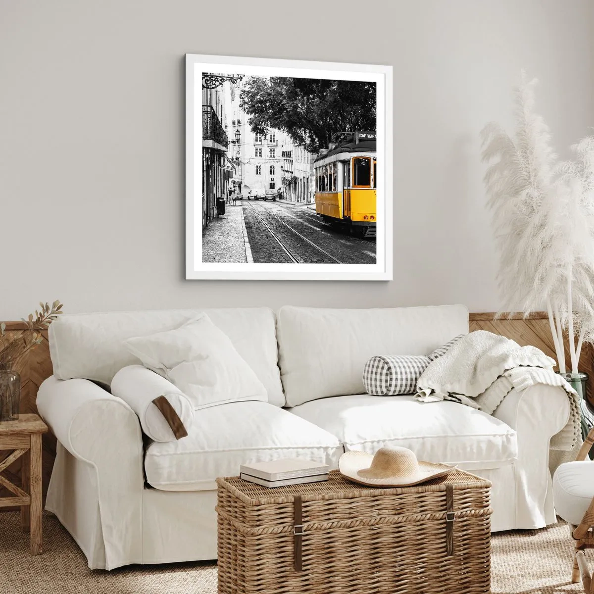 Poster in einem weißen Rahmen - Und Fado im Hintergrund - 60x60 cm