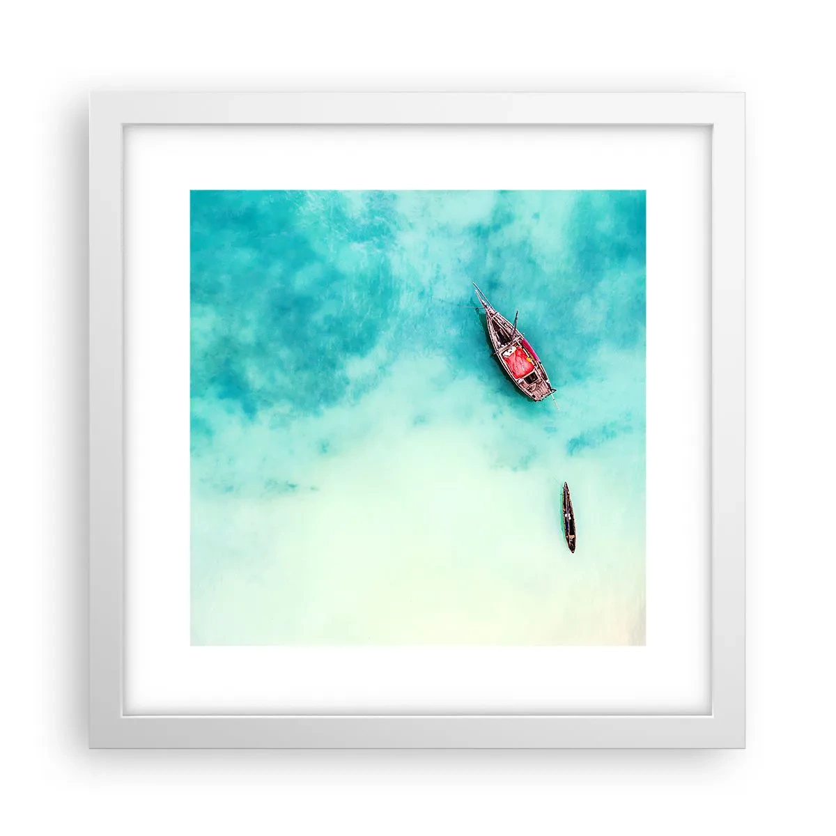 Poster in einem weißen Rahmen - Denn an den Stränden von Sansibar, wenn der Wasserüberschuss ... - 30x30 cm