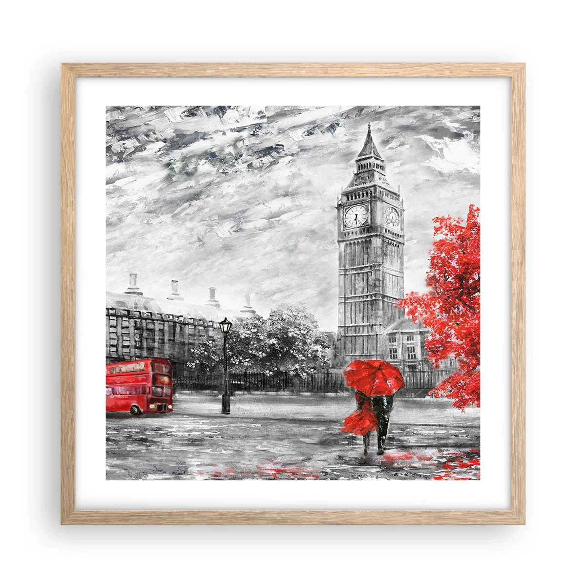 Poster in einem Rahmen aus heller Eiche - Ein aufregender Tag - 50x50 cm