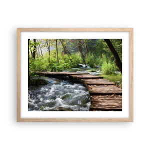 Poster in einem Rahmen aus heller Eiche - Über der schaumigen Kaskade - 50x40 cm