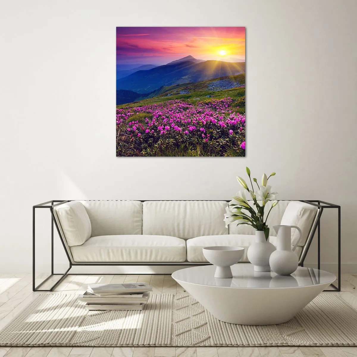 Glasbild - Bild auf glas - … Und drumherum duftet es nach Latschenkiefer und dem Duft von Kräutern - 70x70 cm