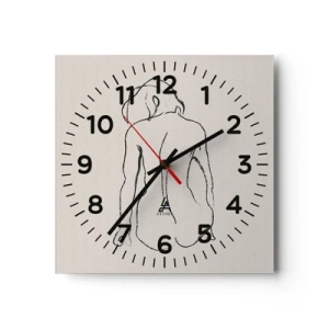 Wanduhr - Glasuhr - Mädchenakt - 30x30 cm