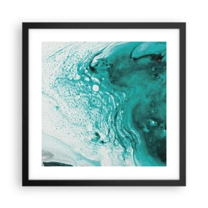 Poster in einem schwarzem Rahmen - Verschmelzen in Weiß und Türkis - 40x40 cm