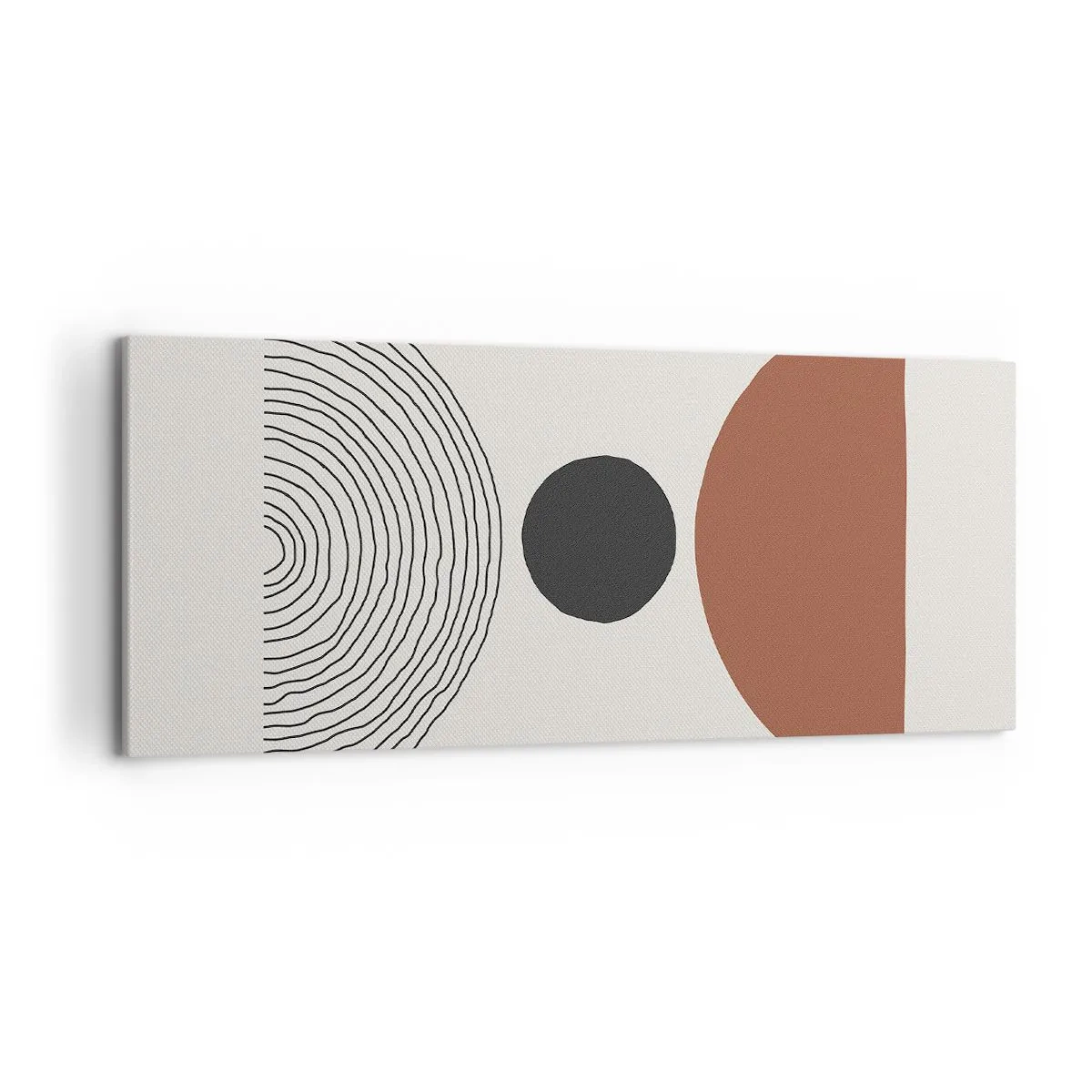 Bild auf Leinwand - Leinwandbild - Abstrakte geometrische Figuren in warmen Farben - 120x50cm - Das Zentrum der Aufmerksamkeit - Moderne Wanddekoration für Wohnzimmer und Schlafzimmer ARTTOR