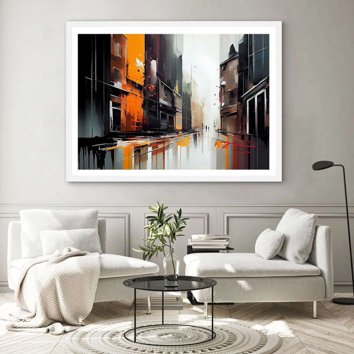 Poster in einem weißen Rahmen - Regnerischer Tag - 50x40 cm