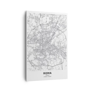 Bild auf Leinwand - Leinwandbild - Ein Stadtplan im minimalistischen Stil mit zarten Linien - 80x120cm - Römischer Kreis - Moderne Wanddekoration für Wohnzimmer und Schlafzimmer ARTTOR