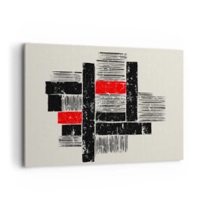 Bild auf Leinwand - Leinwandbild - Abstrakte geometrische Komposition in Schwarz und Rot - 100x70cm - Rot und Schwarz - Moderne Wanddekoration für Wohnzimmer und Schlafzimmer ARTTOR