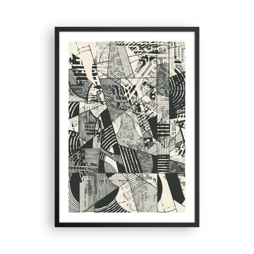 Poster in einem schwarzem Rahmen - Schwarz-weiße abstrakte geometrische Muster - 50x70cm - Die Dynamik der Gegenwart - Moderne Wanddekoration für Wohnzimmer und Schlafzimmer ARTTOR