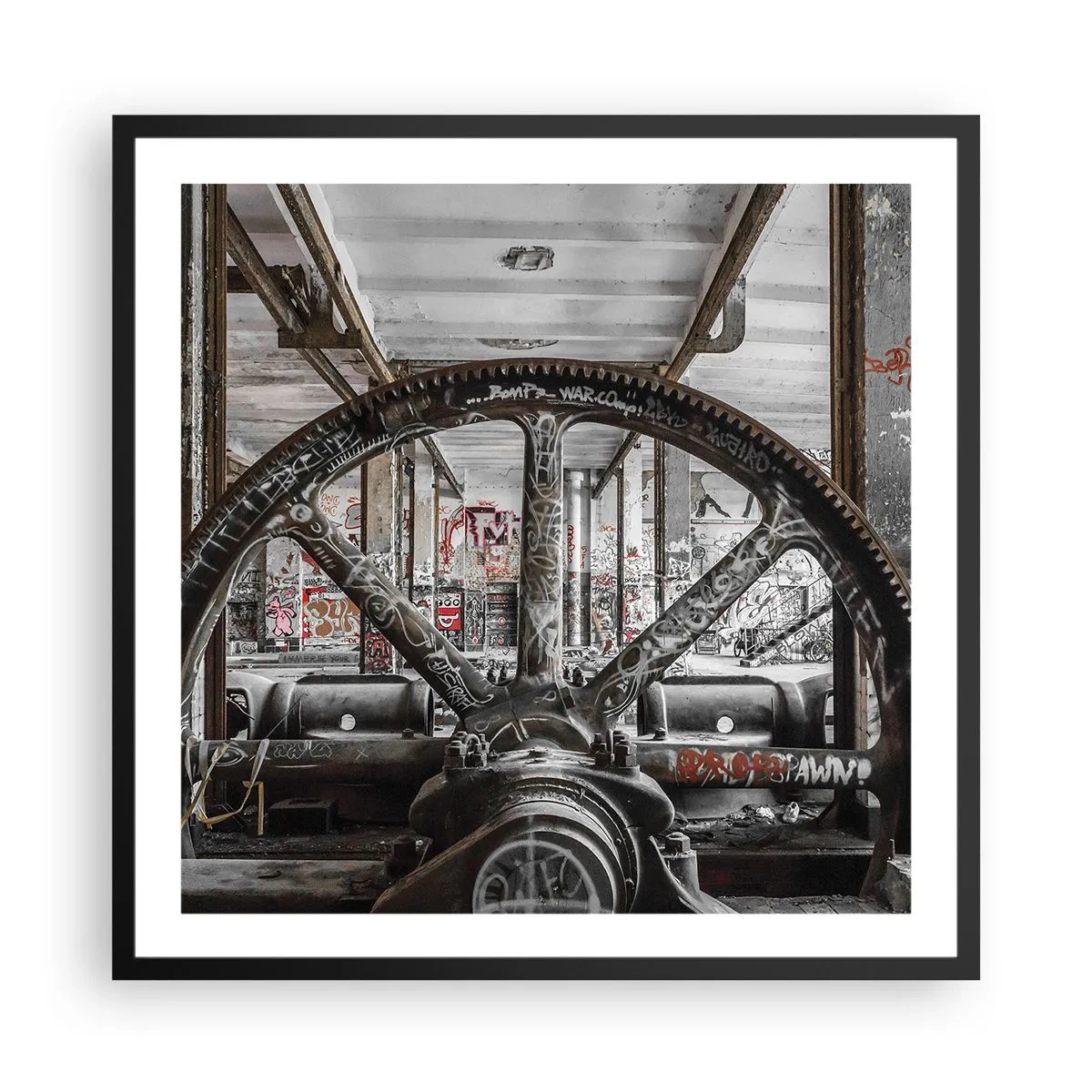 Poster in einem schwarzem Rahmen - Das geheime Leben der Fabrik - 60x60 cm