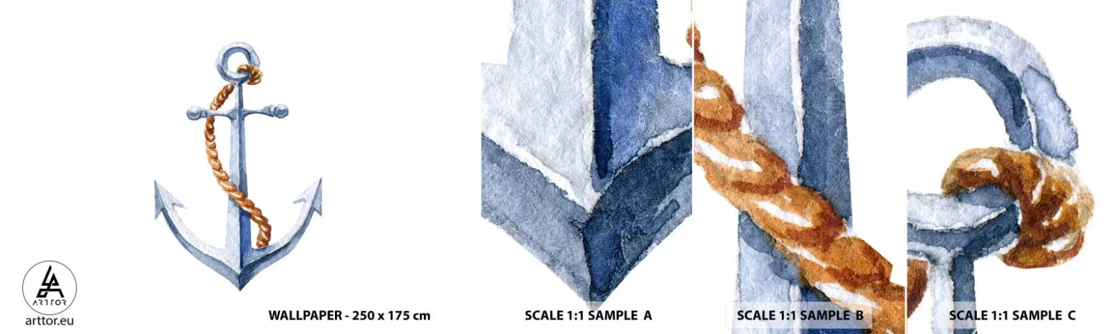 Fototapetenmuster Standard Eco - Ahoi Abenteuer! - Anker, Hobby, Segeln - 100x30 cm
