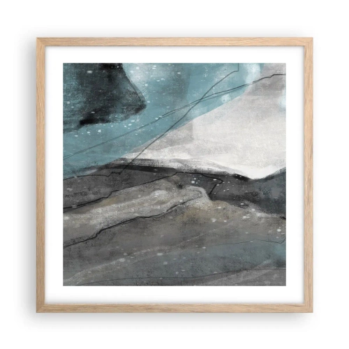 Poster in einem Rahmen aus heller Eiche - Abstraktion: Felsen und Eis - 50x50 cm