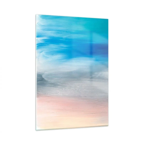 Glasbild - Bild auf glas - Vertikale Streifen in Pastell- und Blautönen in einem abstrakten Stil. - 50x70cm - Elemente: Luft - Moderne Wanddekoration für Wohnzimmer und Schlafzimmer ARTTOR