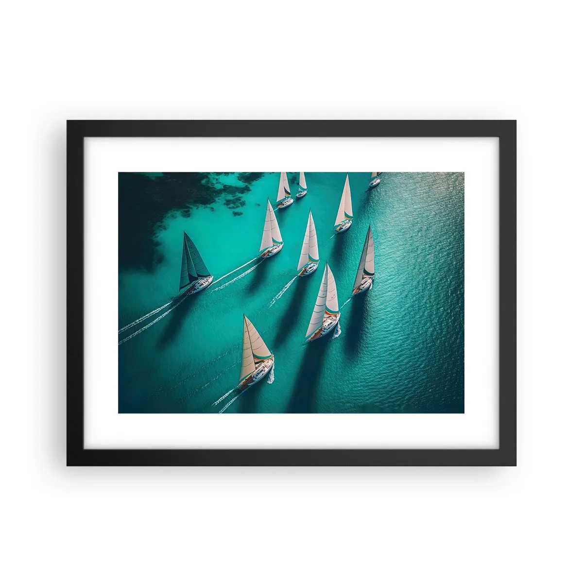 Poster in einem schwarzem Rahmen - Im Wettbewerb mit dem Wind - 40x30 cm