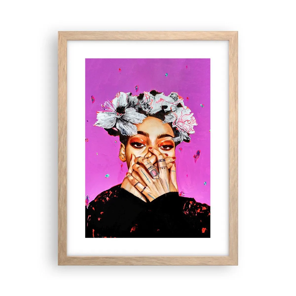 Poster in einem Rahmen aus heller Eiche - Bisschen verrückt - 30x40 cm