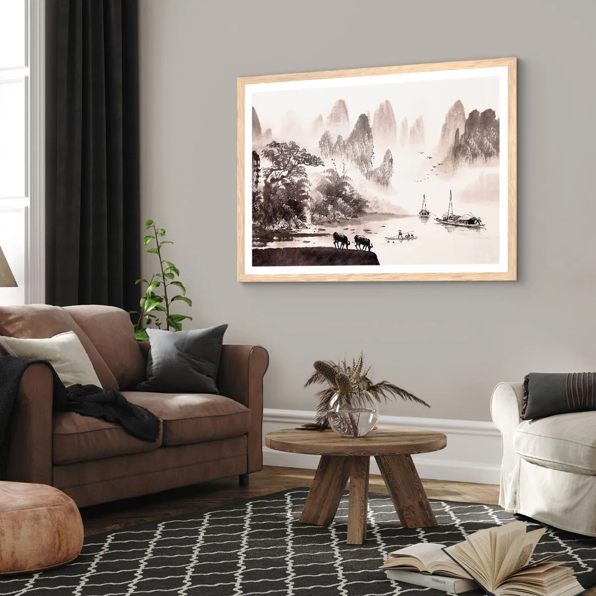 Poster in einem Rahmen aus heller Eiche - Der exotische Alltag des Ostens - 100x70 cm