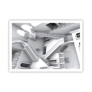 Poster - Eine abstrakte Komposition aus Treppen in einer surrealistischen Raumanordnung - 100x70cm - Die Paradoxien des Weltraums - Moderne Wanddekoration für Wohnzimmer und Schlafzimmer ARTTOR