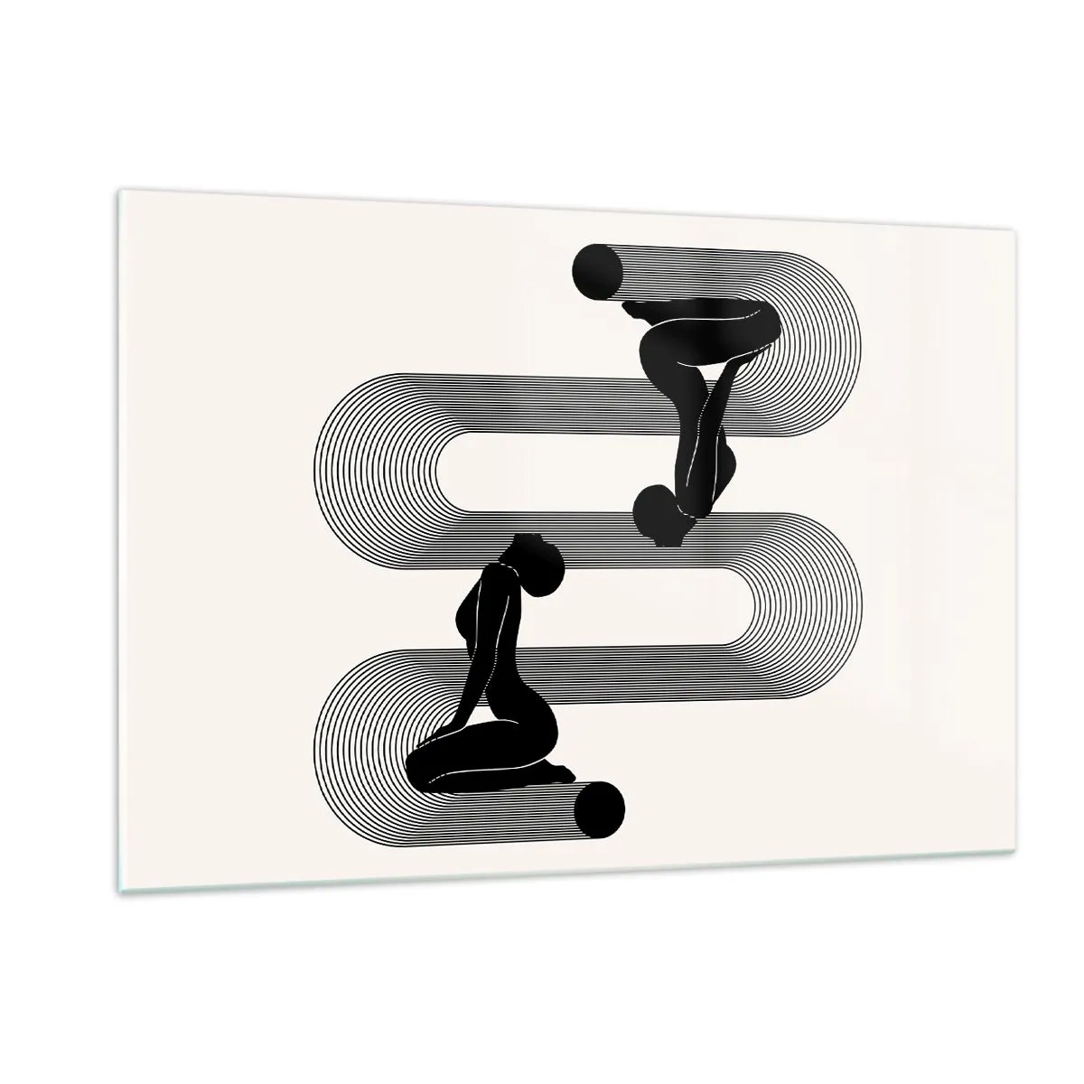 Glasbild - Bild auf glas - Minimalistische feminine Silhouetten mit grafischem Linienmotiv - 120x80cm - Sinnliche Symmetrie - Moderne Wanddekoration für Wohnzimmer und Schlafzimmer ARTTOR