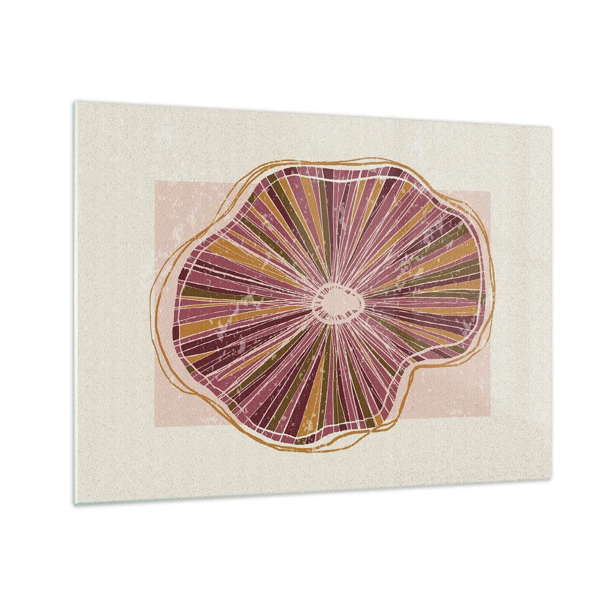 Glasbild - Bild auf glas - Eine strahlende organische Form in Rosa- und Brauntönen - 70x50cm - Strahlende Abstraktion - Moderne Wanddekoration für Wohnzimmer und Schlafzimmer ARTTOR