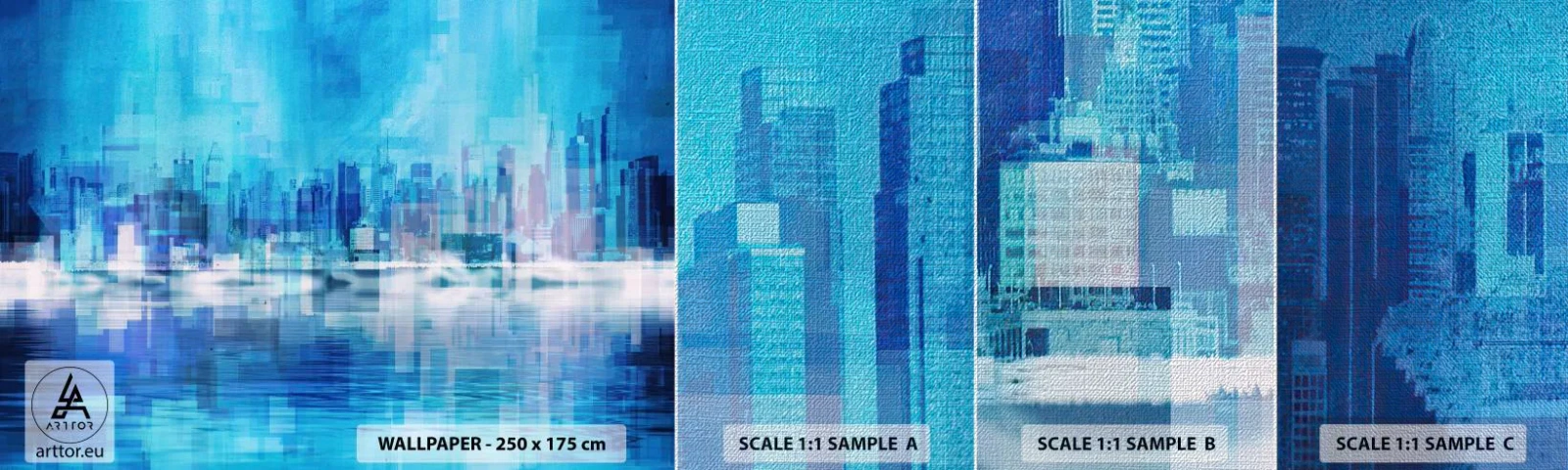 Fototapeten Muster Premium Canvas - In Blau ertrunken - Abstraktion, Stadt, Die Architektur - 100x30 cm