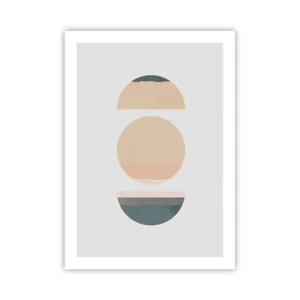 Poster - Geometrische Kreise in gedeckten Pastellfarben - 50x70cm - Ein Rad hinter dem anderen… - Moderne Wanddekoration für Wohnzimmer und Schlafzimmer ARTTOR