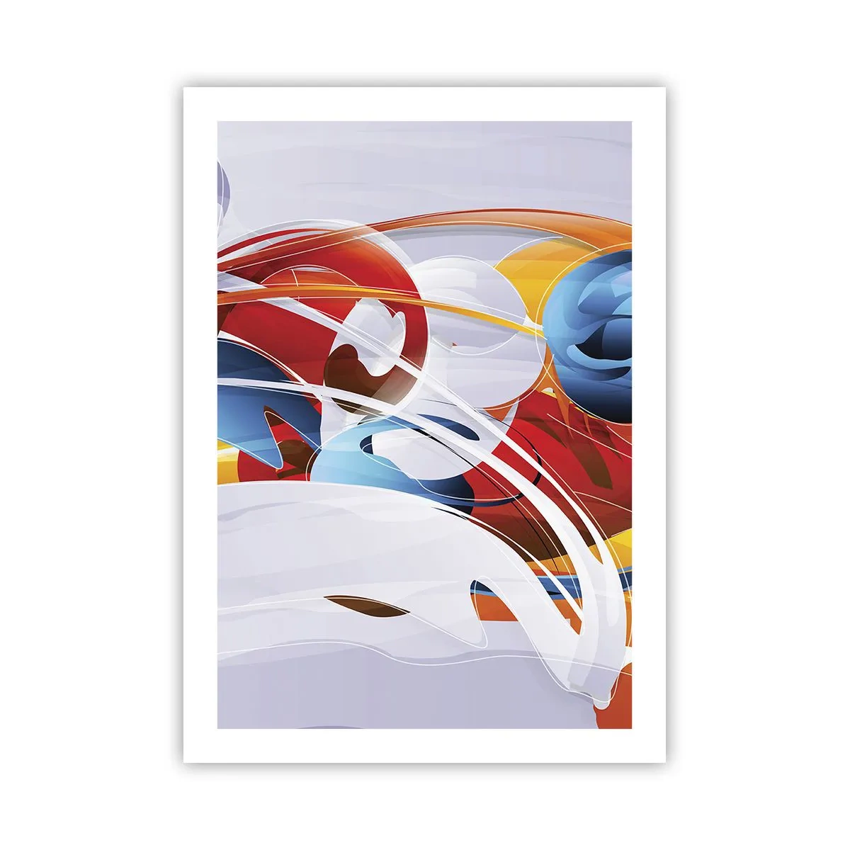 Poster - Bunte Abstraktion mit dynamischen Formen - 50x70cm - Der Tanz der Elemente - Moderne Wanddekoration für Wohnzimmer und Schlafzimmer ARTTOR