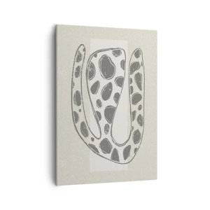 Bild auf Leinwand - Leinwandbild - Abstraktes organisches Muster in Grautönen - 50x70cm - Seltsame Kreatur - Moderne Wanddekoration für Wohnzimmer und Schlafzimmer ARTTOR