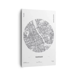 Bild auf Leinwand - Leinwandbild - Eine Karte von Warschau im minimalistischen Stil - 80x120cm - Anatomie von Warschau - Moderne Wanddekoration für Wohnzimmer und Schlafzimmer ARTTOR