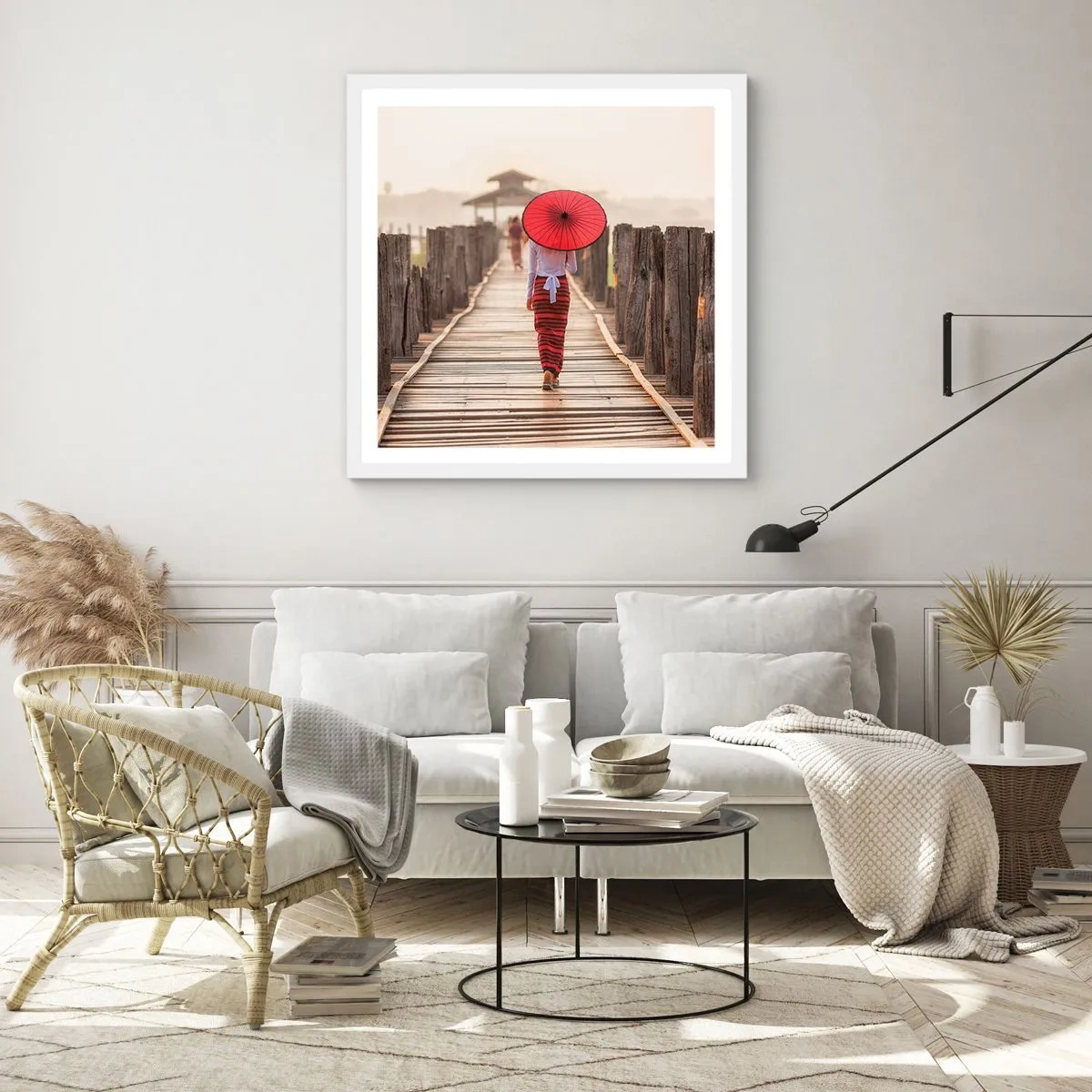 Poster in einem weißen Rahmen - Auf der alten Brücke - 60x60 cm