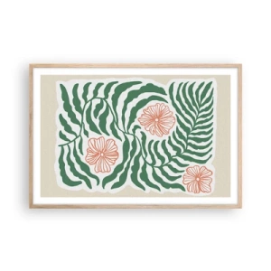 Poster in einem Rahmen aus heller Eiche - Aufgeblüht in Grün - 91x61 cm