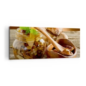 Bild auf Leinwand - Leinwandbild - Ob frisch oder gesalzen, oder in der Herbstsaison ... - 100x40 cm