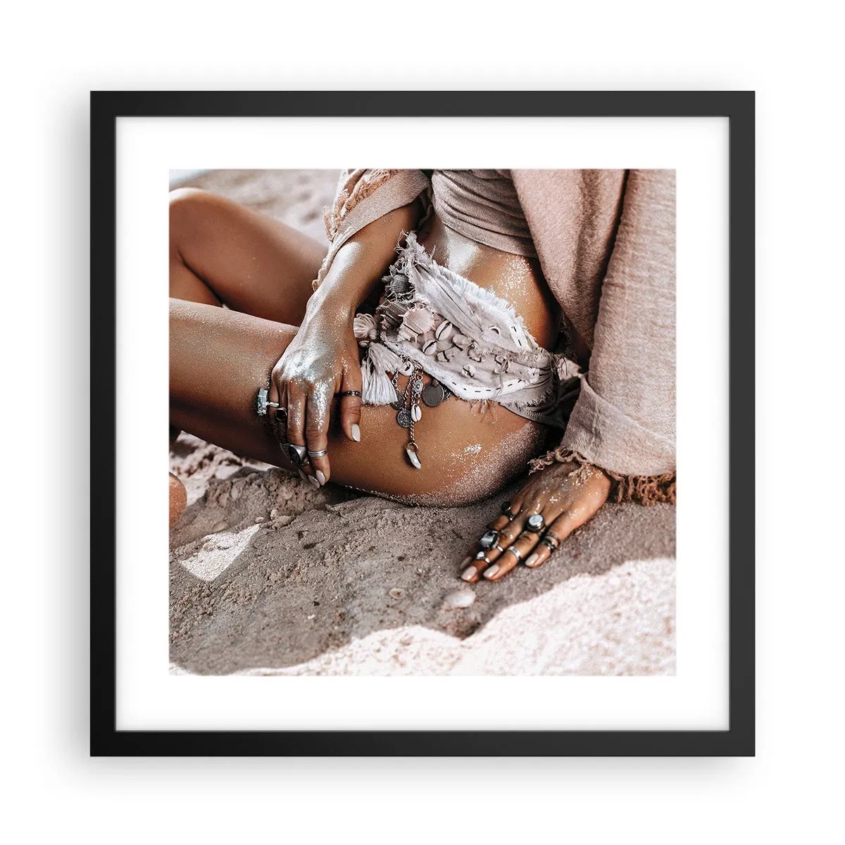 Poster in einem schwarzem Rahmen - Von den Wellen geworfen? - 40x40 cm