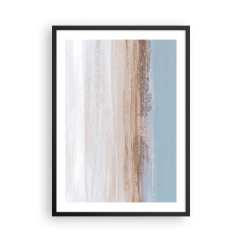 Poster in einem schwarzem Rahmen - Minimalistische Abstraktion in den Farben von Strand und Meer - 50x70cm - Mehrdeutige Landschaft - Moderne Wanddekoration für Wohnzimmer und Schlafzimmer ARTTOR