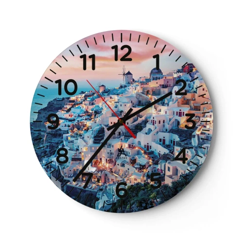 Wanduhr - Glasuhr - Dein toller griechischer Urlaub - 40x40 cm