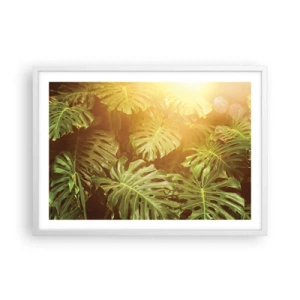 Poster in einem weißen Rahmen - Ins Grüne tretren... - 70x50 cm