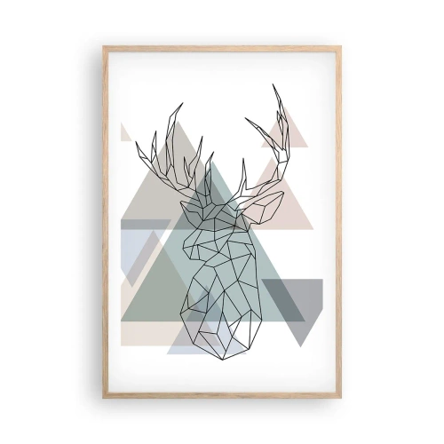 Poster in einem Rahmen aus heller Eiche - In einem geometrischen Wald - 61x91 cm