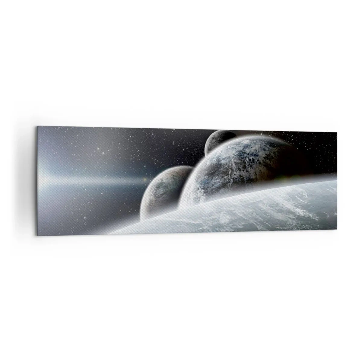 Bild auf Leinwand - Leinwandbild - Planeten im Weltraum vor dem Hintergrund von Sternen und Galaxien - 160x50cm - Kosmische Musik der Sphären - Moderne Wanddekoration für Wohnzimmer und Schlafzimmer ARTTOR