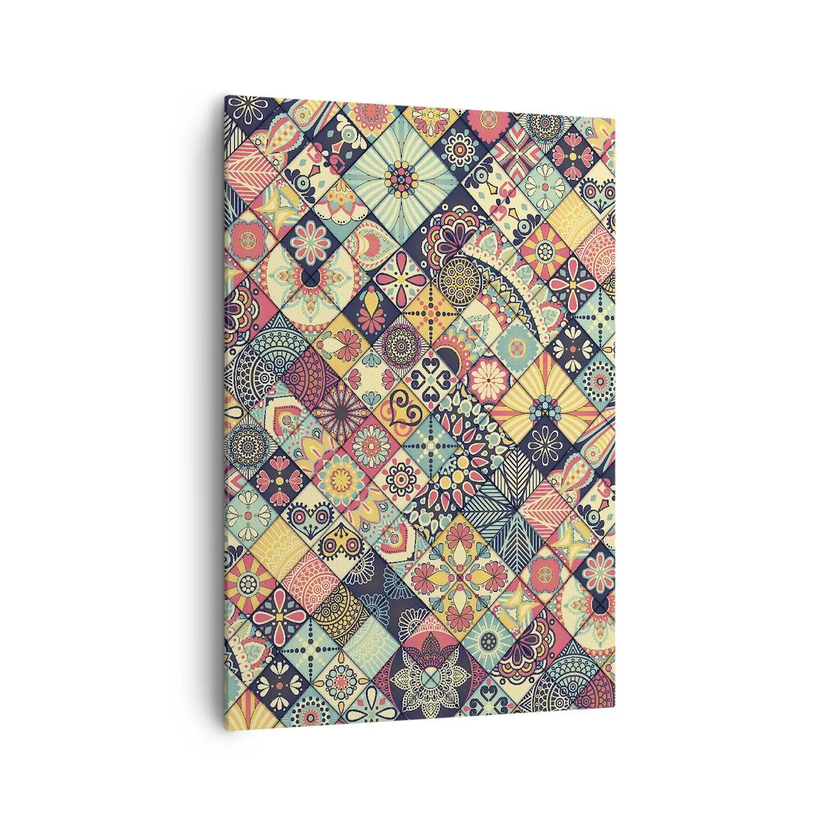 Bild auf Leinwand - Leinwandbild - Bunte geometrische Muster, inspiriert vom marokkanischen Stil - 70x100cm - marokkanische Atmosphäre - Moderne Wanddekoration für Wohnzimmer und Schlafzimmer ARTTOR