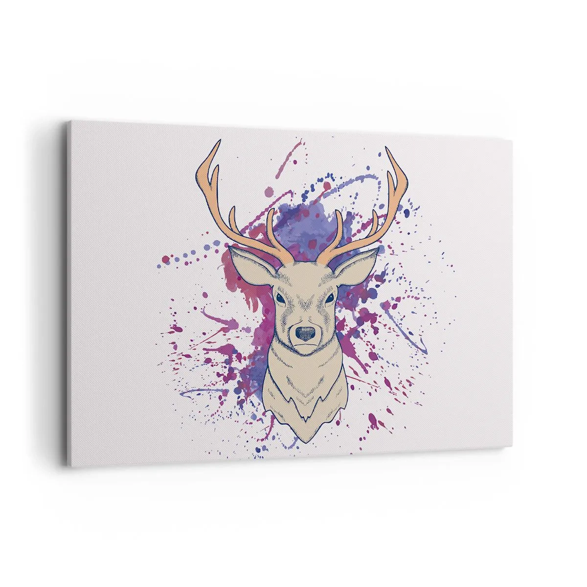 Bild auf Leinwand - Leinwandbild - Porträt eines Hirsches mit abstrakten Flecken im Hintergrund - 120x80cm - Mut und Ausgeglichenheit - Moderne Wanddekoration für Wohnzimmer und Schlafzimmer ARTTOR