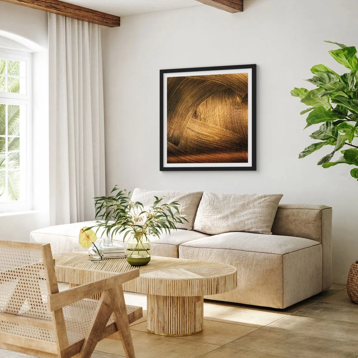 Poster in einem schwarzem Rahmen - In einem goldenen Labyrinth - 30x30 cm