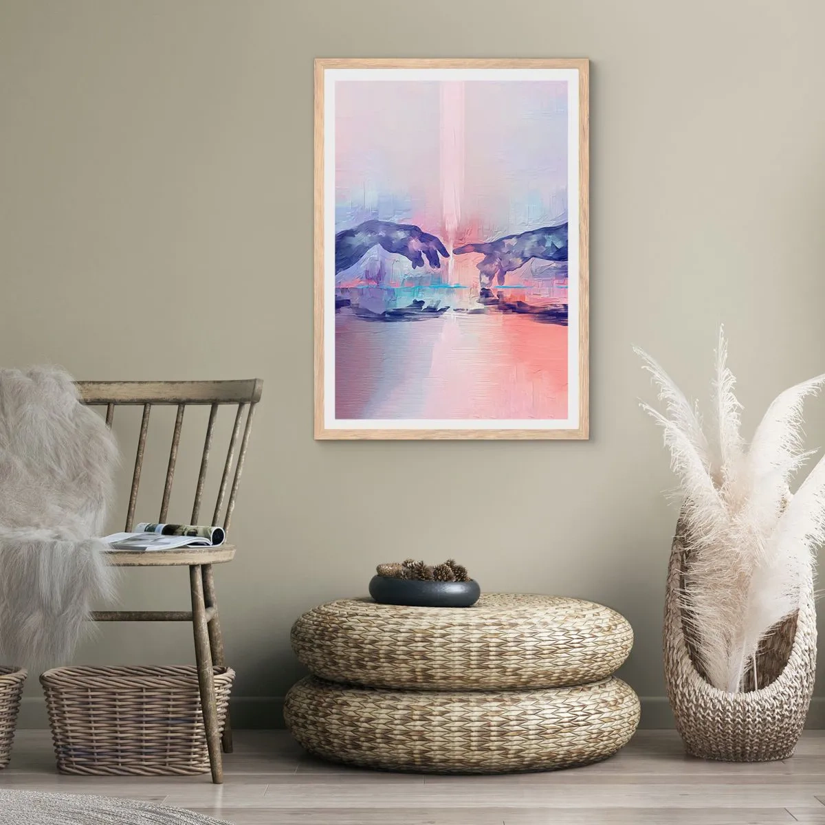 Poster in einem Rahmen aus heller Eiche - Göttlicher Funke des Lebens - 50x70 cm