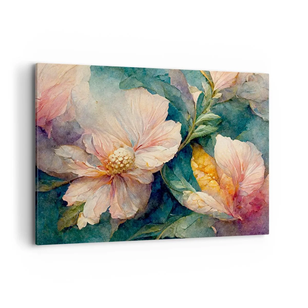 Bild auf Leinwand - Leinwandbild - Zarte Blüten in Pastellfarben - 100x70cm - Pure Subtilität - Moderne Wanddekoration für Wohnzimmer und Schlafzimmer ARTTOR