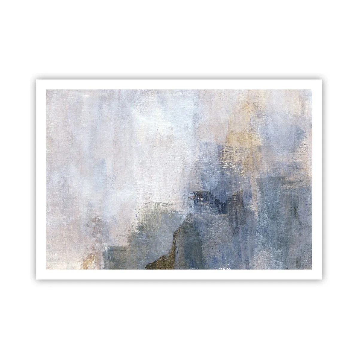 Poster - Dezente abstrakte Punkte in Blau- und Beigetönen - 100x70cm - Farbtöne und Akkorde - Moderne Wanddekoration für Wohnzimmer und Schlafzimmer ARTTOR