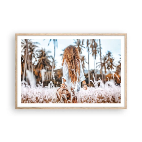 Poster in einem Rahmen aus heller Eiche - Geboren aus Grasflaum - 91x61 cm