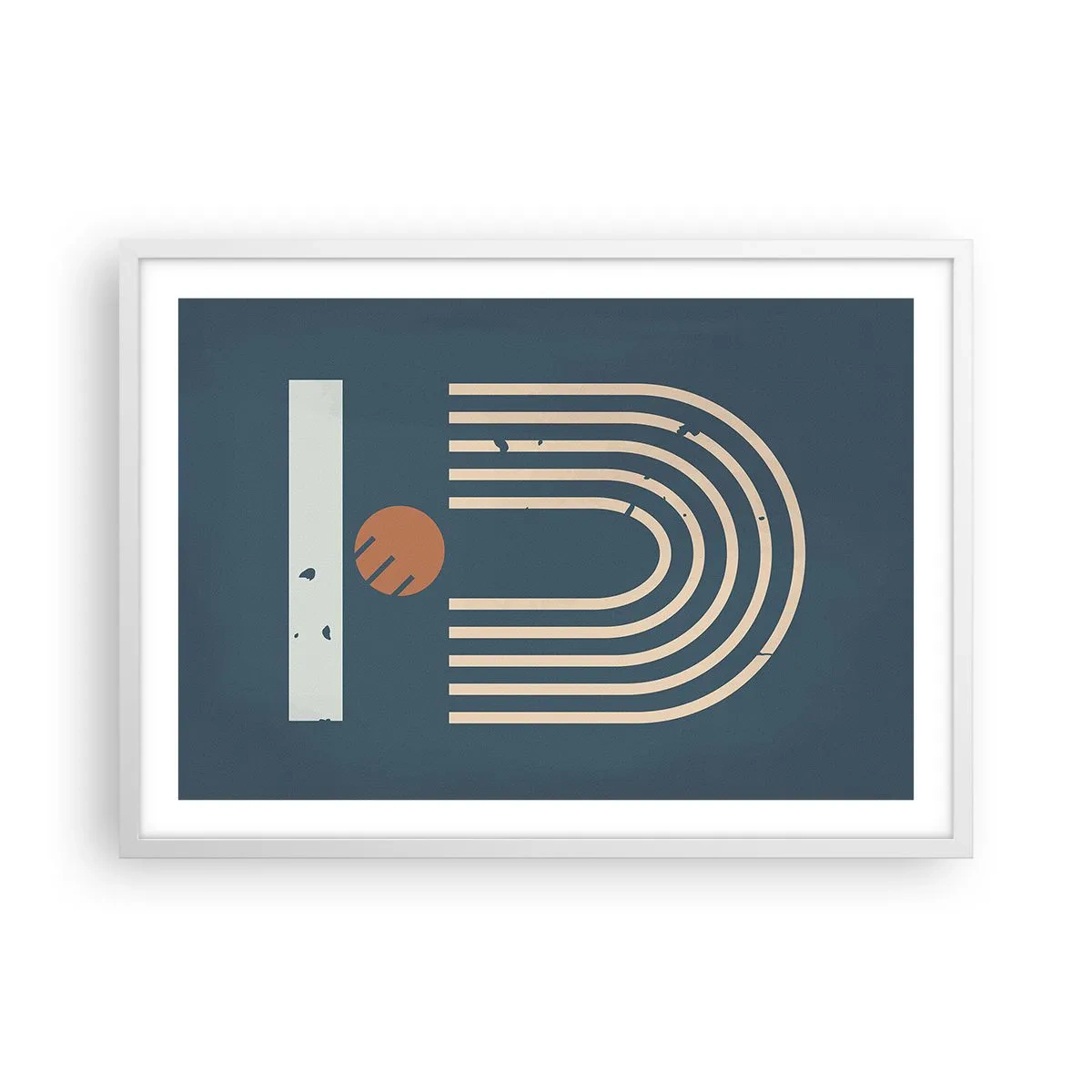 Poster in einem weißen Rahmen - Geometrie auf dem Granatapfel - 70x50 cm