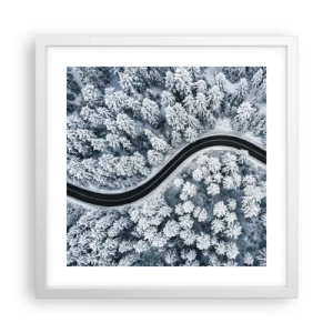 Poster in einem weißen Rahmen - Durch den Winterwald - 40x40 cm