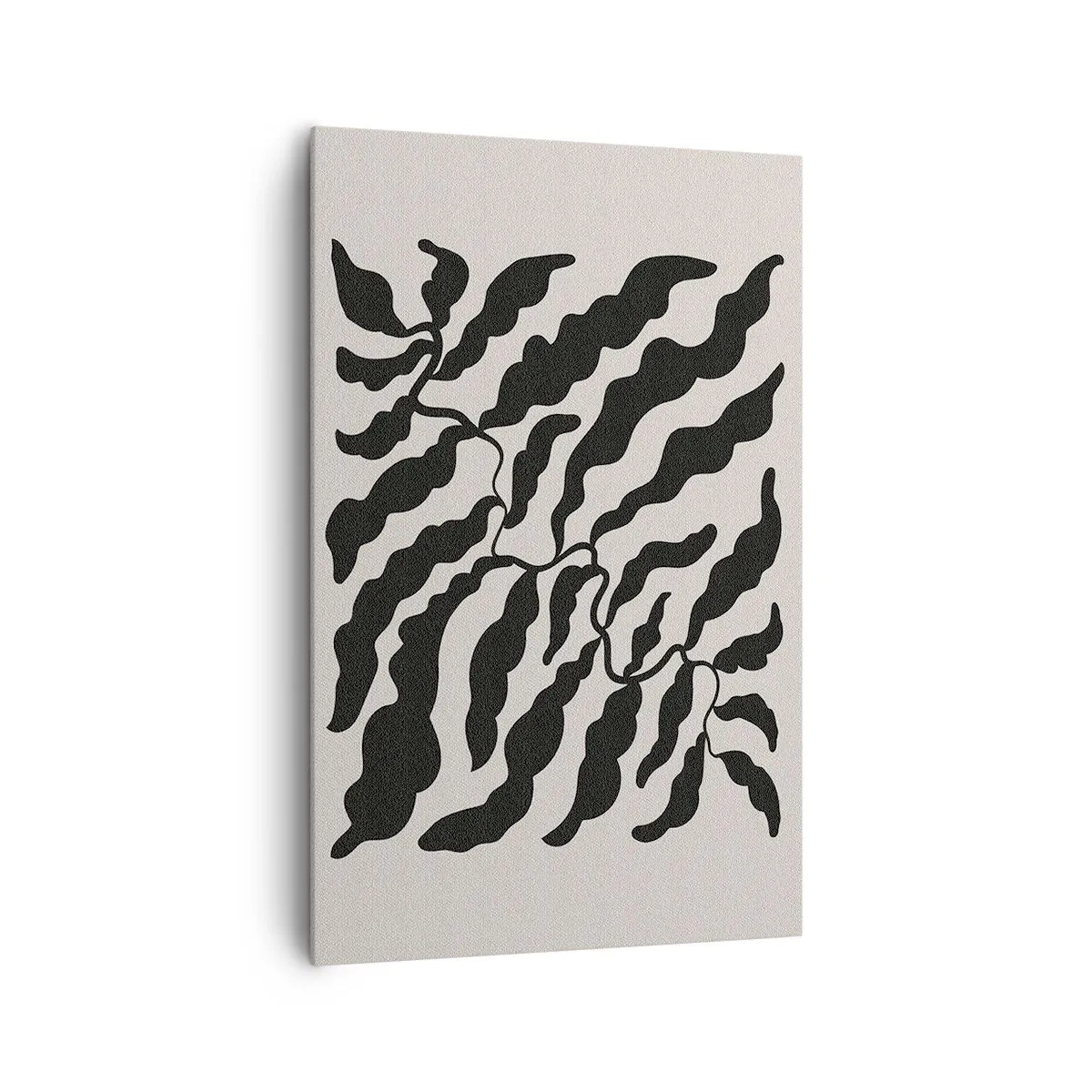 Bild auf Leinwand - Leinwandbild - Zweige mit Blättern in Schwarz auf hellem Hintergrund - 80x120cm - Natur des Quadrats - Moderne Wanddekoration für Wohnzimmer und Schlafzimmer ARTTOR